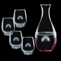 33 Oz. Riley Carafe w/ 4 Stemless Wine Glasses